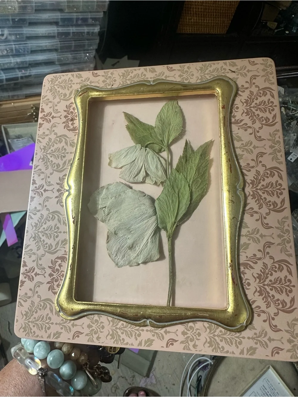 Artisan Pressed Floral Art. Unicorn piece made by Lemon